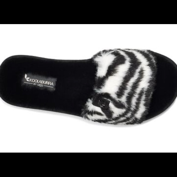 Koolaburra by UGG 🦓 FUZZ-AH ZEBRA PRINT FUR SLIP-ON SLIDE SANDAL SLIPPER SHOE. - Picture 7 of 7
